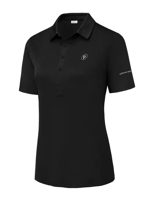 Black Womens Posi-UV Pro Polo w/P2 Icon Logo, Patterson Pope Wordmark Logo