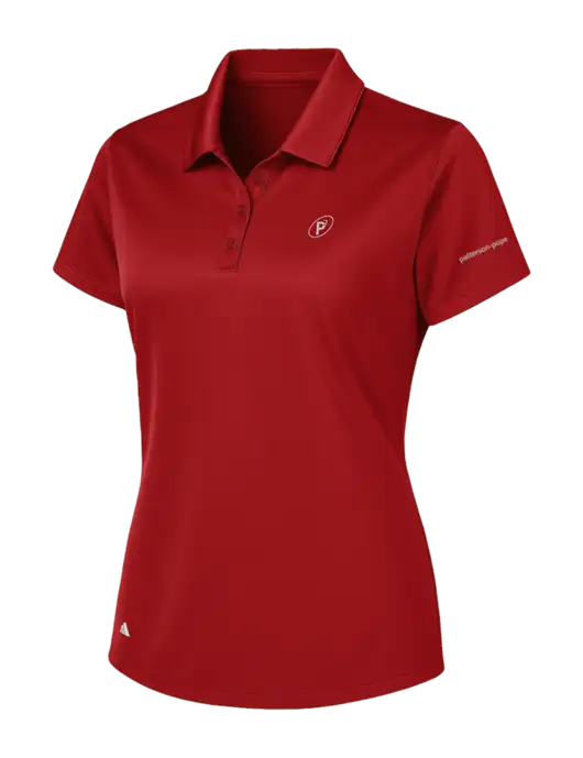 Adidas Red Womens Basic Sport Polo w/P2 Icon Logo, Patterson Pope Wordmark Logo