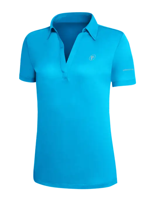 Sapphire Blue Silk Touch Womens Performance Polo w/P2 Icon Logo, Patterson Pope Wordmark Logo