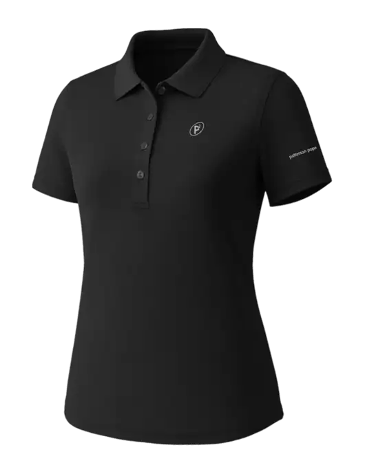 Callaway Womens Core Black Performance Polo w/P2 Icon Logo, Patterson Pope Wordmark Logo