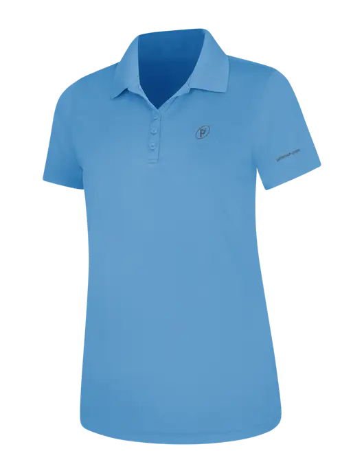 Carolina Blue Womens Dry Zone UV Mesh Polo w/P2 Icon Logo, Patterson Pope Wordmark Logo