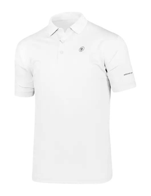 Callaway Vibrant Bright White Ventilated Polo w/P2 Icon Logo, Patterson Pope Wordmark Logo