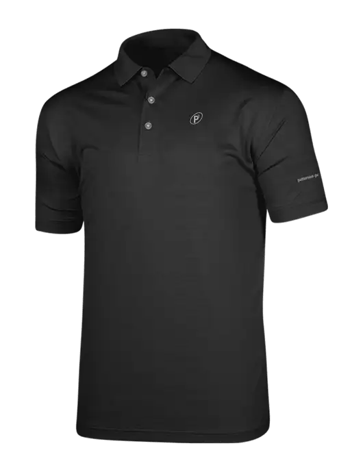 Callaway Vibrant Black Ventilated Polo w/P2 Icon Logo, Patterson Pope Wordmark Logo