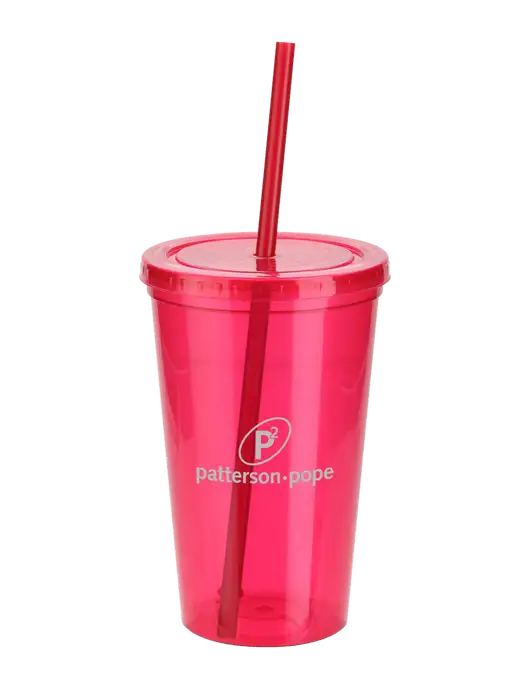 Sorrento Red 16 oz Tumbler with Lid & Straw w/P2 Logo