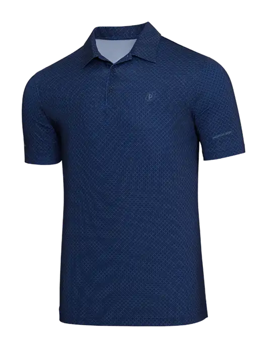 Adidas Navy Blue Diamond Dot Print Polo w/P2 Icon Logo, Patterson Pope Wordmark Logo
