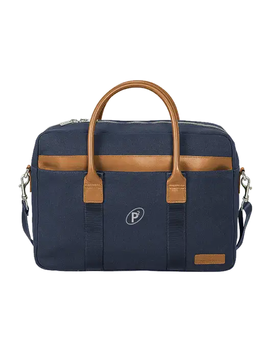 Brooks Brothers Wells Dark Navy Briefcase w/P2 Icon Logo