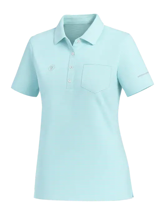 Vineyard Vines Womens Very Light Sapphire Fanshell Polo  w/P2 Icon Logo, Patterson Pope Wordmark Logo