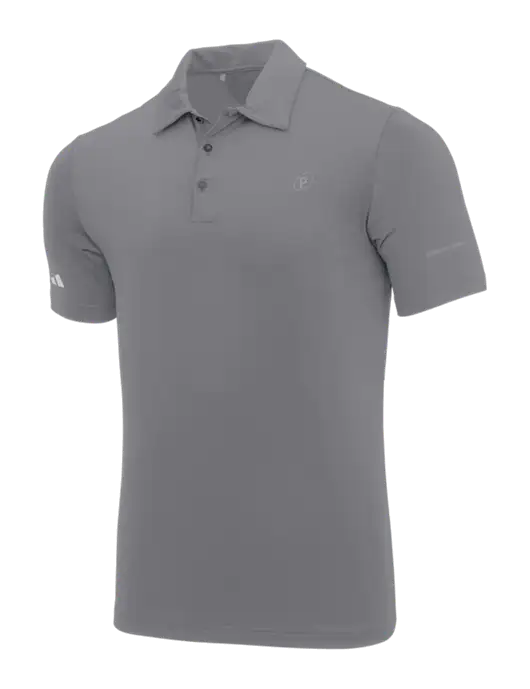 Adidas Medium Grey Ultimate Solid Polo w/P2 Icon Logo, Patterson Pope Wordmark Logo