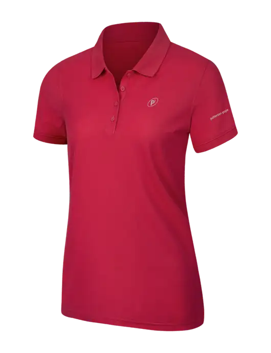 Red Womens Core Classic Pique Polo w/P2 Icon Logo, Patterson Pope Wordmark Logo