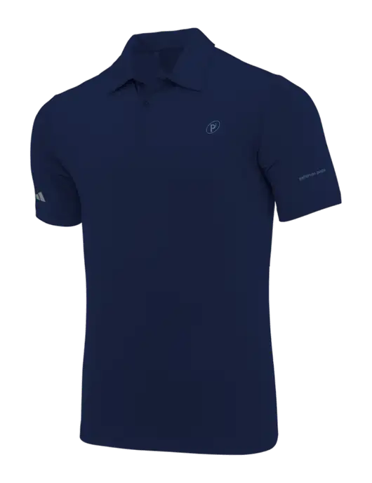 Adidas Navy Blue Ultimate Solid Polo w/P2 Icon Logo, Patterson Pope Wordmark Logo