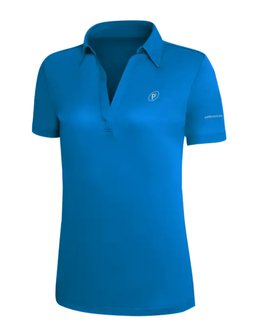 Royal Blue Silk Touch Womens Performance Polo w/P2 Icon Logo, Patterson Pope Wordmark Logo