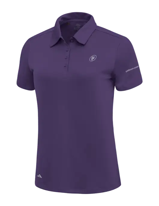 Adidas Purple Womens Ultimate Solid Polo w/P2 Icon Logo, Patterson Pope Wordmark Logo