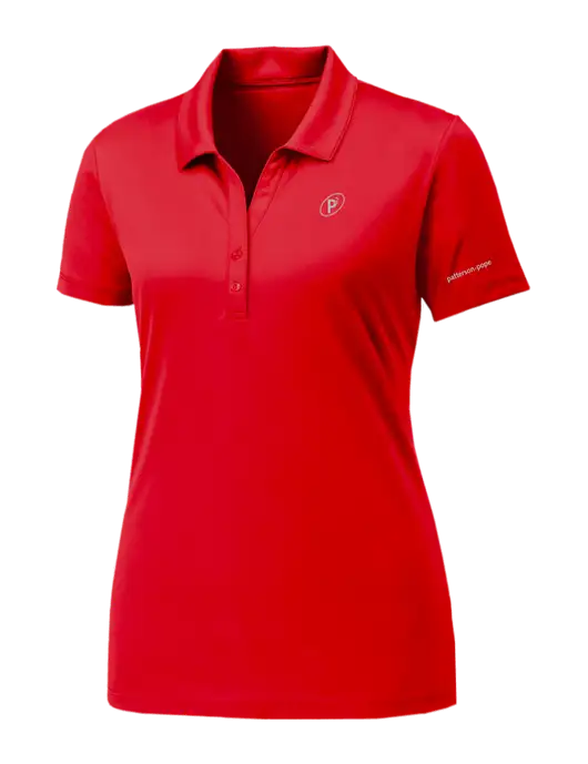 Womens Red PosiCharge Competitor Polo w/P2 Icon Logo, Patterson Pope Wordmark Logo