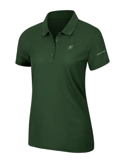 Dark Green Womens Core Classic Pique Polo w/P2 Icon Logo, Patterson Pope Wordmark Logo