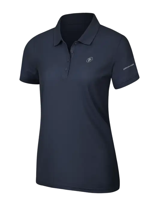 Navy Blue Womens Core Classic Pique Polo w/P2 Icon Logo, Patterson Pope Wordmark Logo