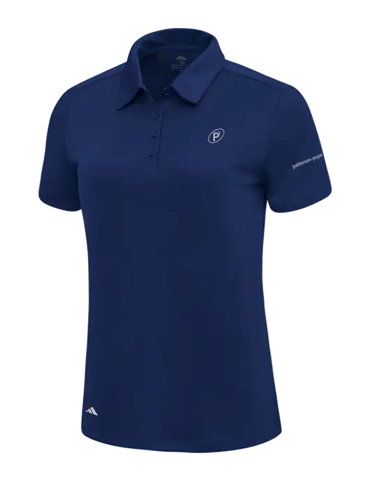 Adidas Navy Blue Womens Ultimate Solid Polo w/P2 Icon Logo, Patterson Pope Wordmark Logo