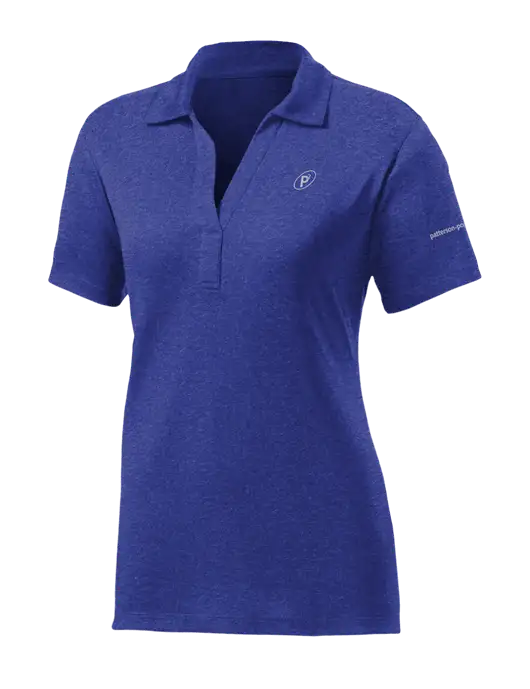 Womens Dark Royal Heather Contender Polo w/P2 Icon Logo, Patterson Pope Wordmark Logo