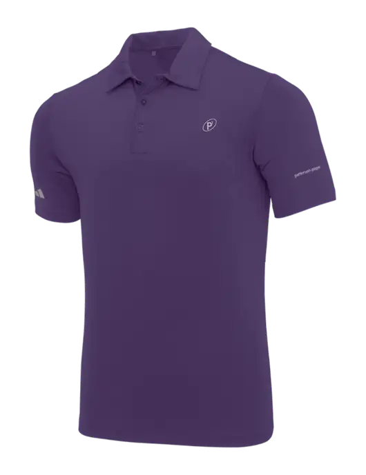 Adidas Purple Ultimate Solid Polo w/P2 Icon Logo, Patterson Pope Wordmark Logo