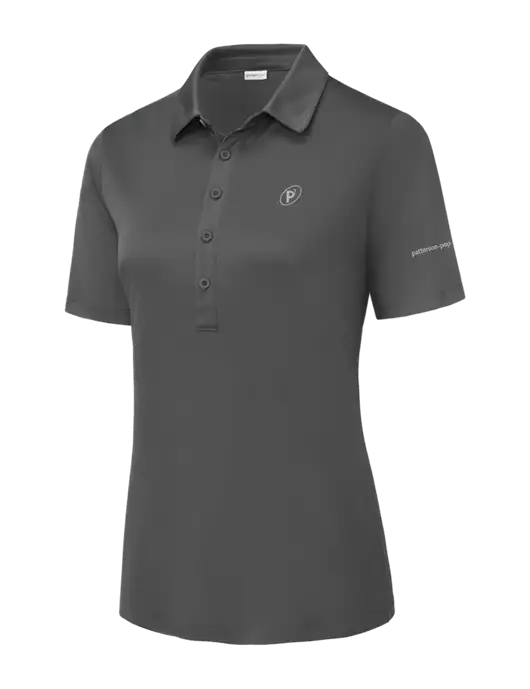 Dark Smoke Grey Womens Posi-UV Pro Polo w/P2 Icon Logo, Patterson Pope Wordmark Logo