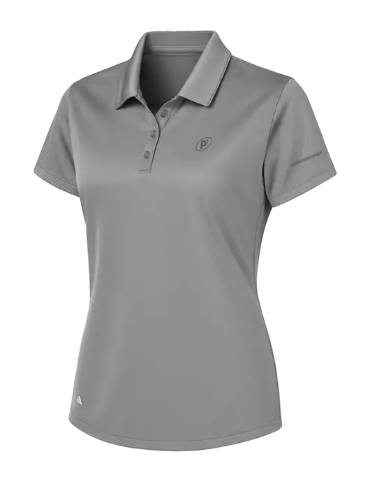 Adidas Light Grey Womens Basic Sport Polo w/P2 Icon Logo, Patterson Pope Wordmark Logo