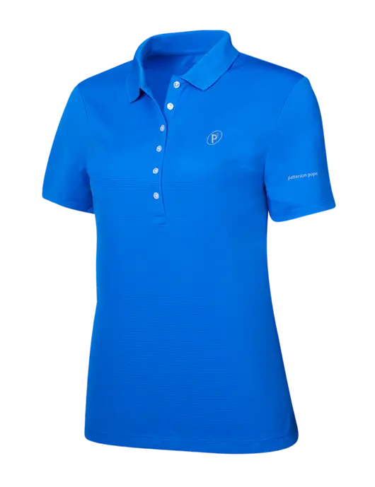 Callaway Womens Ottoman Royal Blue Polo w/P2 Icon Logo, Patterson Pope Wordmark Logo