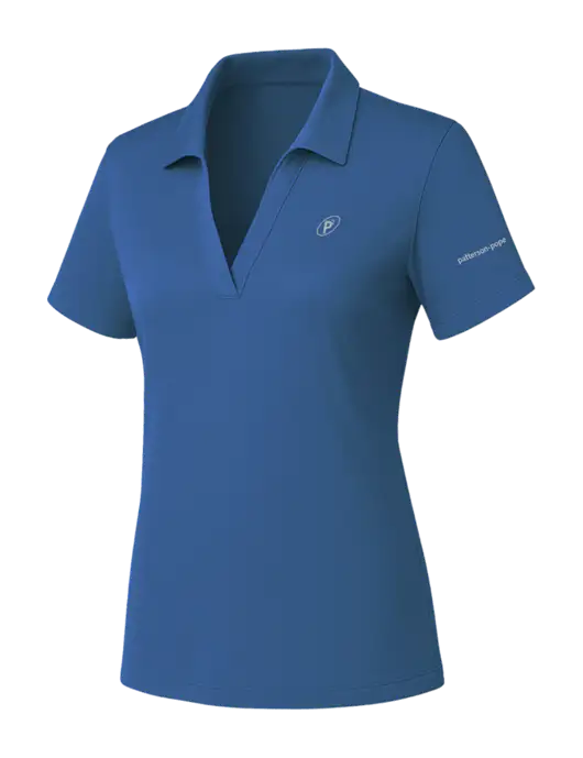 Womens Slate Blue PosiCharge RacerMesh Polo w/P2 Icon Logo, Patterson Pope Wordmark Logo