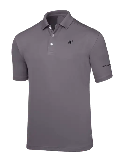 Callaway Core Medium Grey Performance Polo w/P2 Icon Logo, Patterson Pope Wordmark Logo