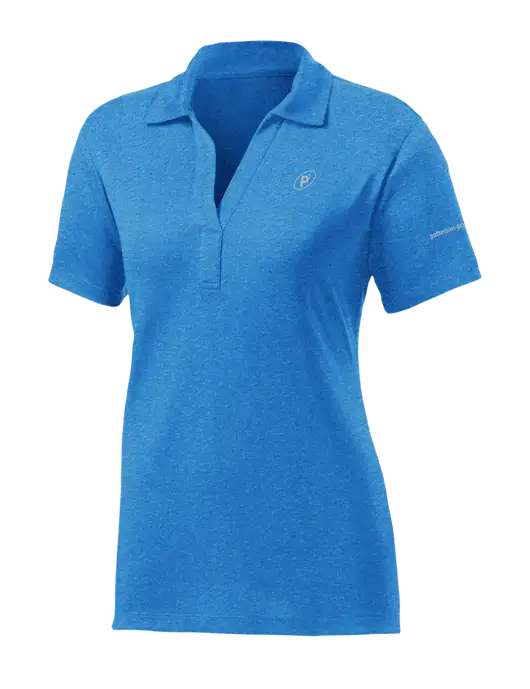 Womens Sapphire Blue Heather Contender Polo w/P2 Icon Logo, Patterson Pope Wordmark Logo