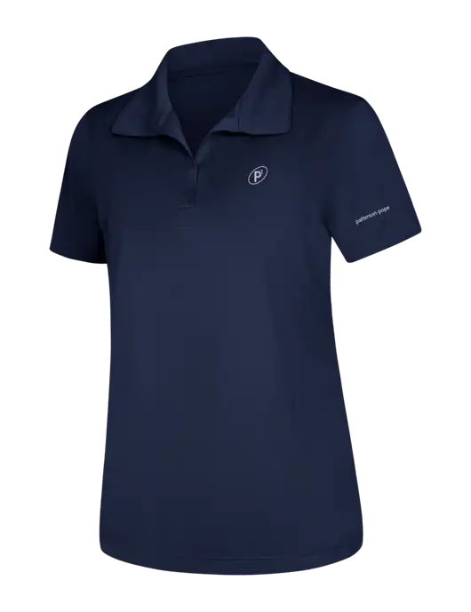 Womens Navy Micropique Sport-Wick Polo w/P2 Icon Logo, Patterson Pope Wordmark Logo