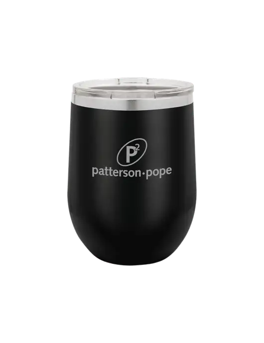 Polar Camel 12 oz Powder Coated Black Vacuum Insulated Stemless Wine Tumbler w/P2 Logo