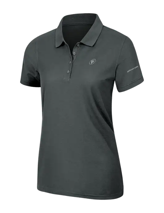 Dark Grey Womens Core Classic Pique Polo w/P2 Icon Logo, Patterson Pope Wordmark Logo