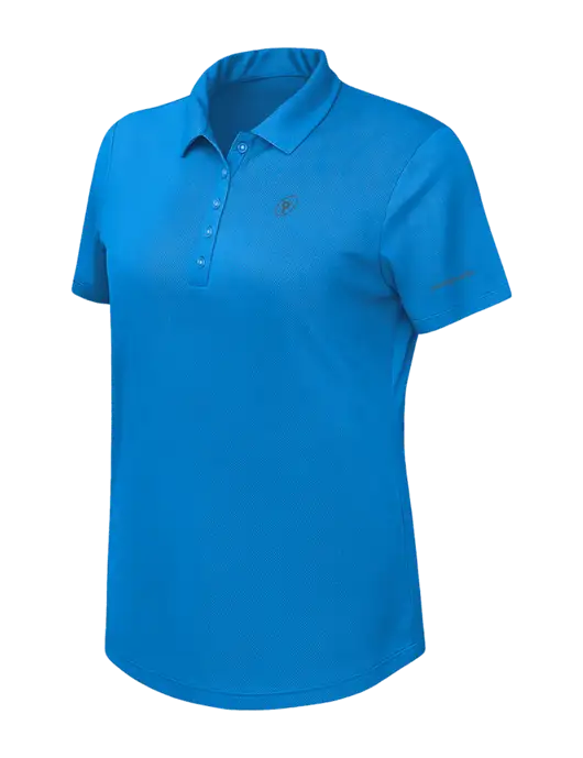 Callaway Womens Birdseye Dark Carolina Blue Polo w/P2 Icon Logo, Patterson Pope Wordmark Logo