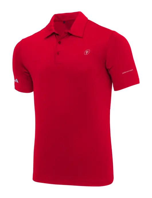 Adidas Red Ultimate Solid Polo w/P2 Icon Logo, Patterson Pope Wordmark Logo