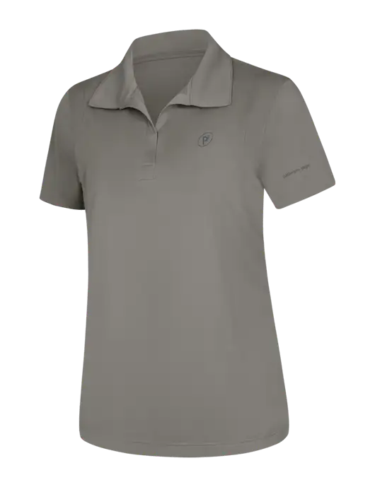 Womens Medium Grey Micropique Sport-Wick Polo w/P2 Icon Logo, Patterson Pope Wordmark Logo