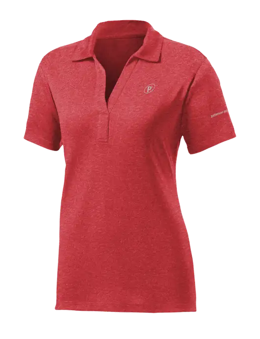 Womens Red Heather Contender Polo w/P2 Icon Logo, Patterson Pope Wordmark Logo