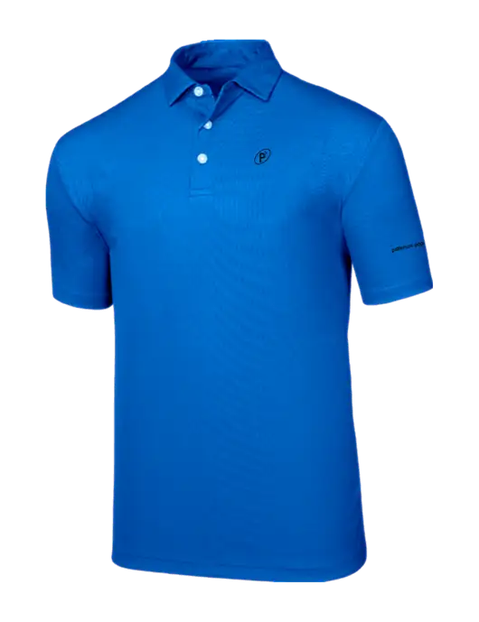 Callaway Birdseye Dark Carolina Blue Polo w/P2 Icon Logo, Patterson Pope Wordmark Logo