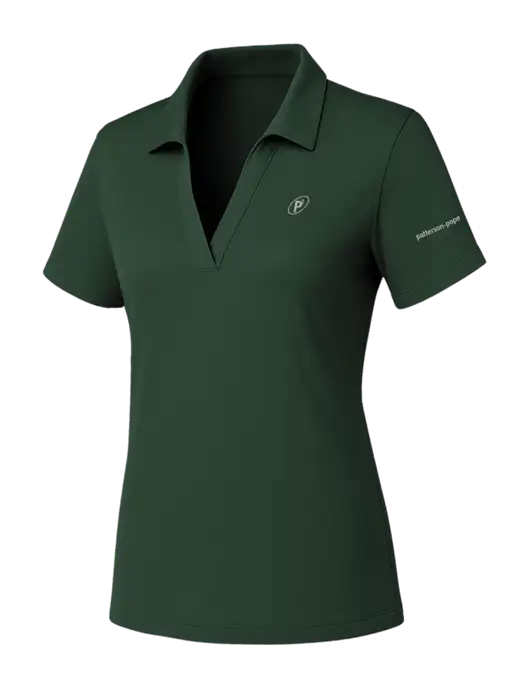 Womens Dark Green PosiCharge RacerMesh Polo w/P2 Icon Logo, Patterson Pope Wordmark Logo