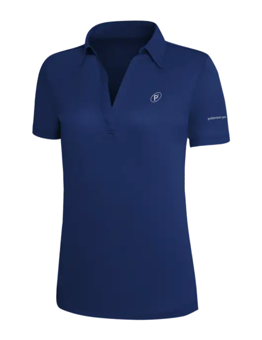 Dark Royal Silk Touch Womens Performance Polo w/P2 Icon Logo, Patterson Pope Wordmark Logo