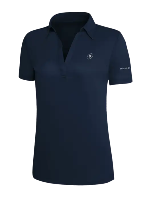 Navy Silk Touch Womens Performance Polo w/P2 Icon Logo, Patterson Pope Wordmark Logo