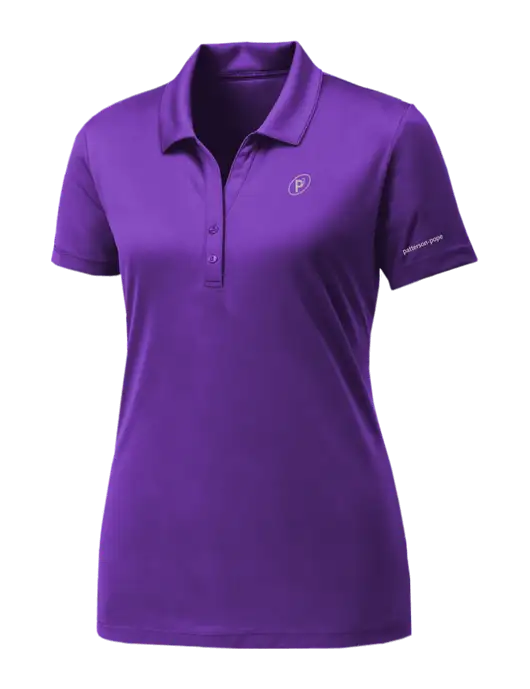 Womens Purple PosiCharge Competitor Polo w/P2 Icon Logo, Patterson Pope Wordmark Logo