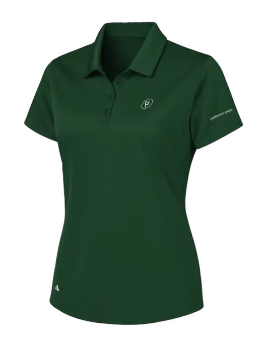 Adidas Dark Green Womens Basic Sport Polo w/P2 Icon Logo, Patterson Pope Wordmark Logo