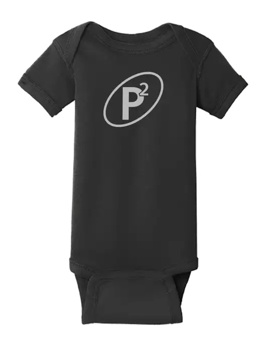 Rabbit Skins Black Infant Short Sleeve Baby Rib Bodysuit w/P2 Icon Logo