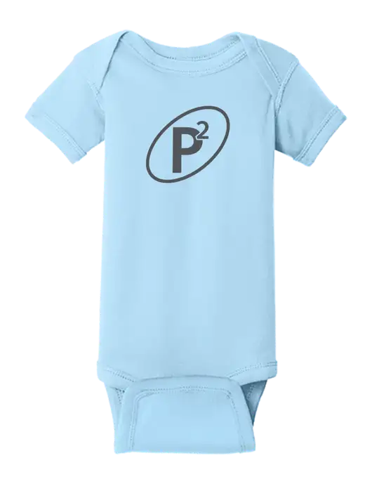 Rabbit Skins Light Blue Infant Short Sleeve Baby Rib Bodysuit w/P2 Icon Logo